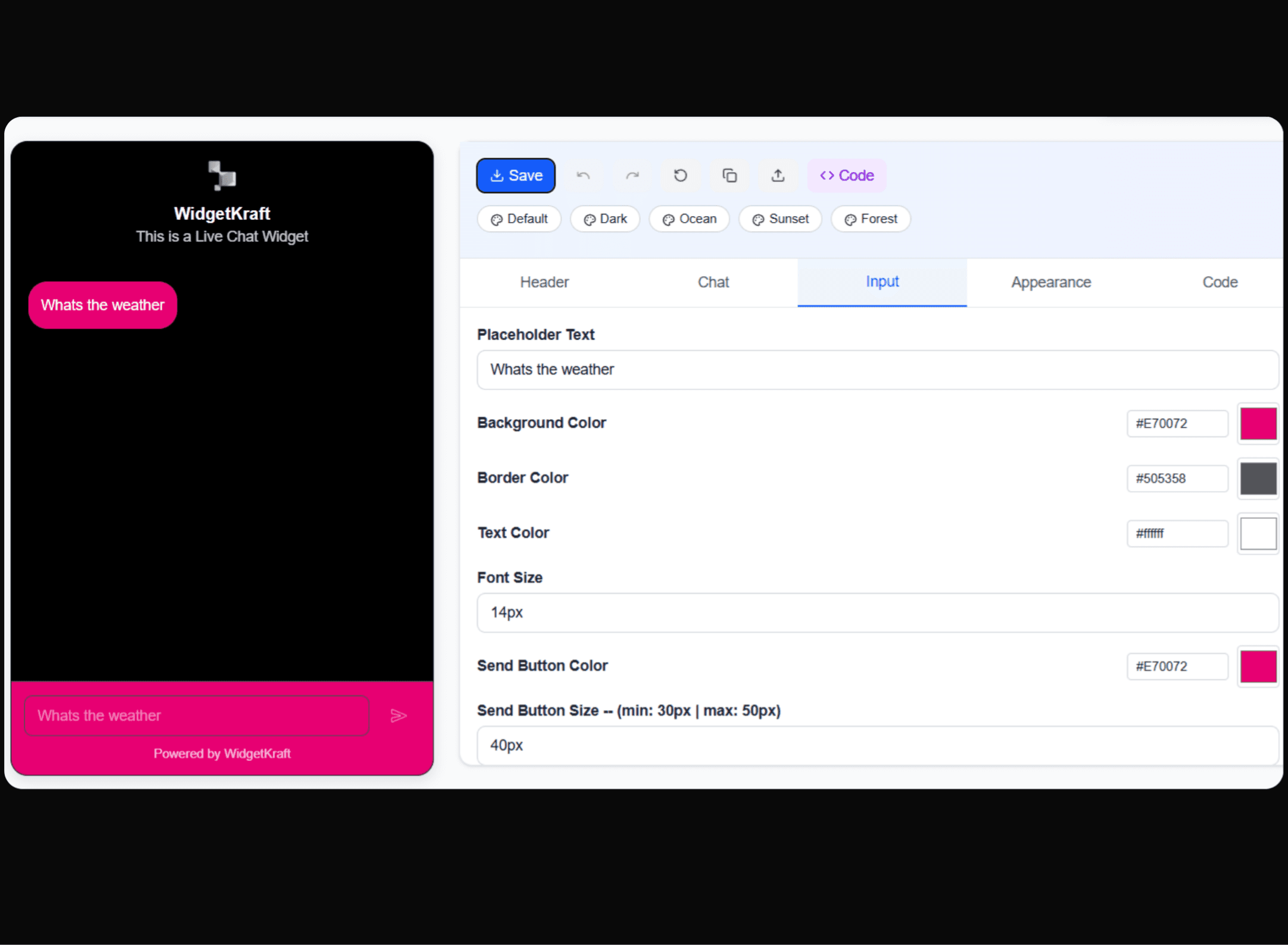WidgetKraft LiveChat preview