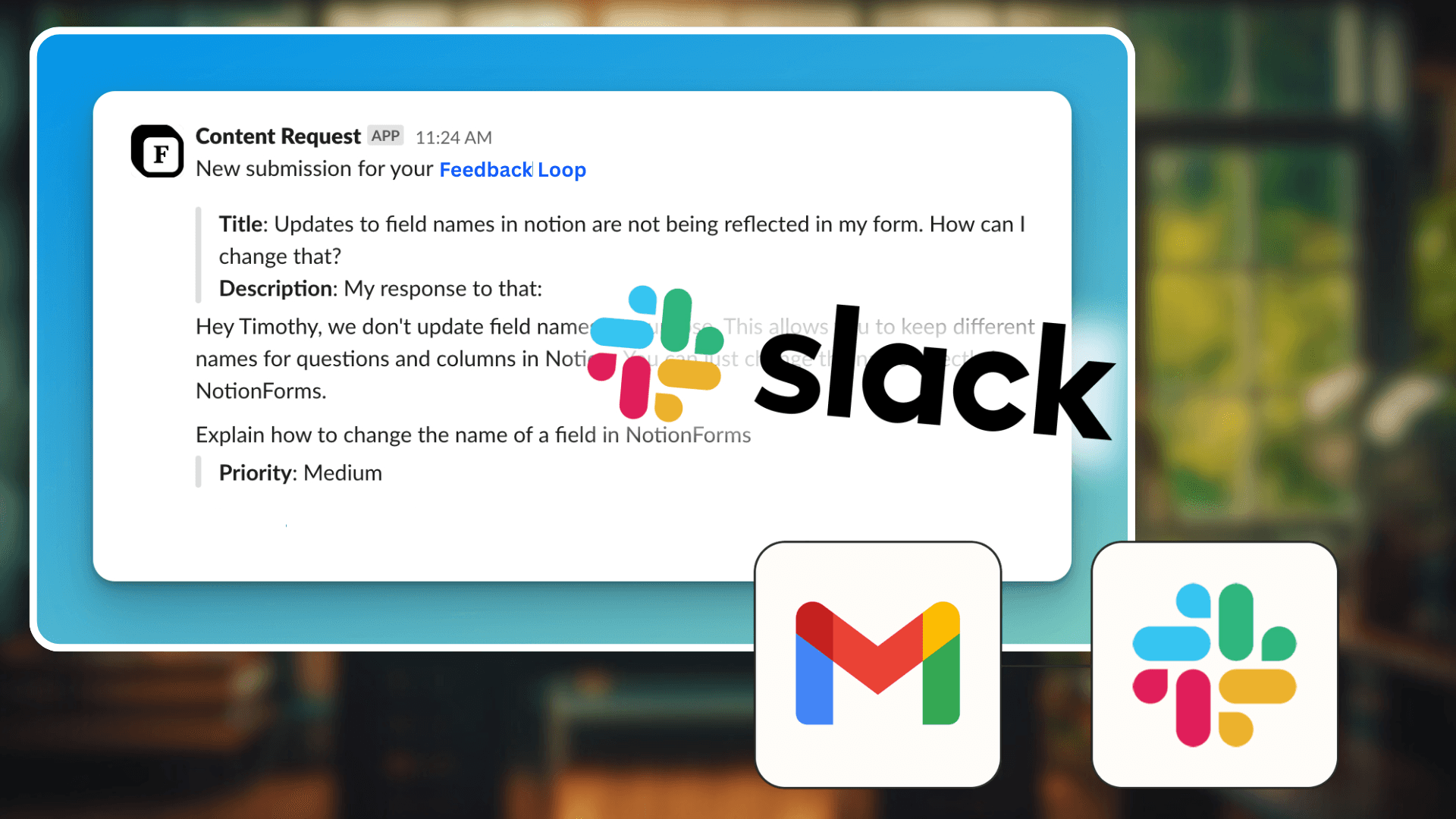 Slack and email notifications showing instant feedback alerts with category badges