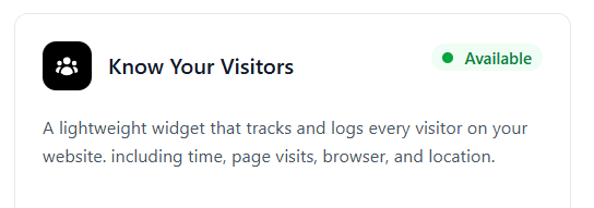 Know Your Visitors widget card showing availability status