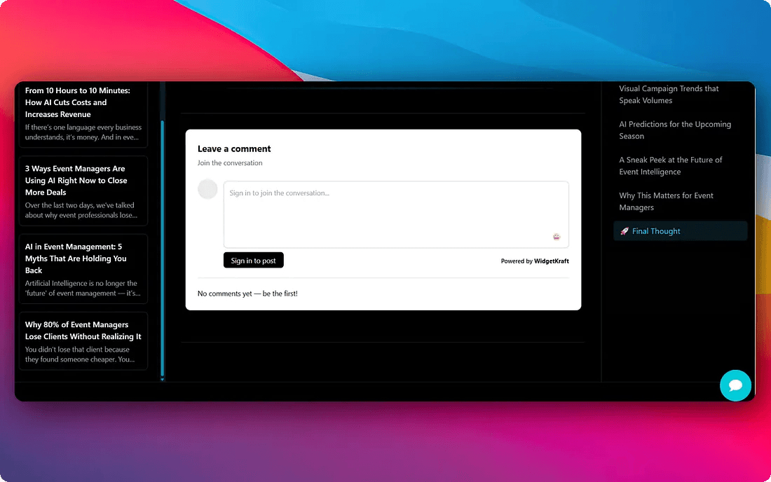 Comment Chaos embedded directly on a blog article