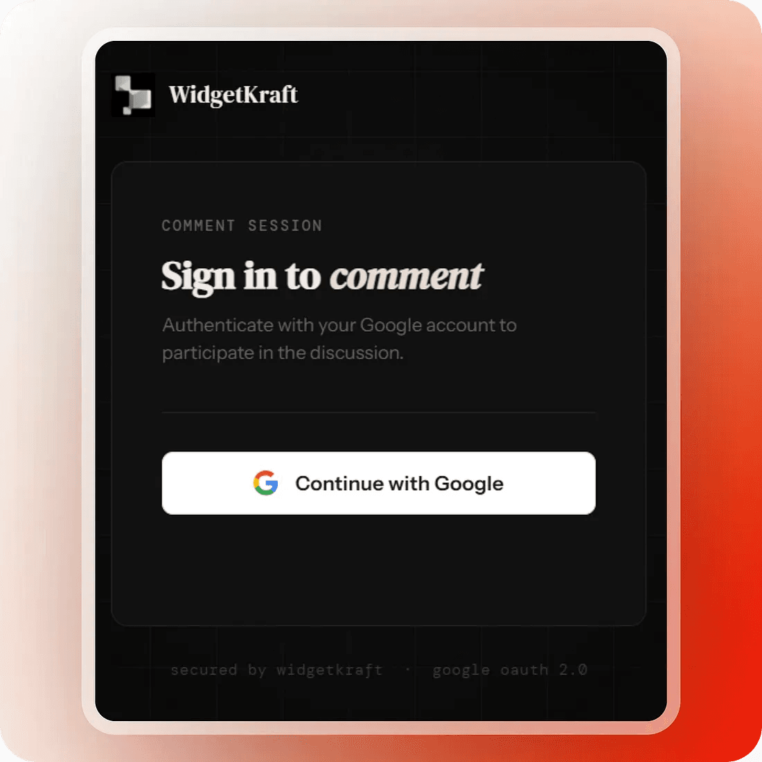 Google authentication for commenting