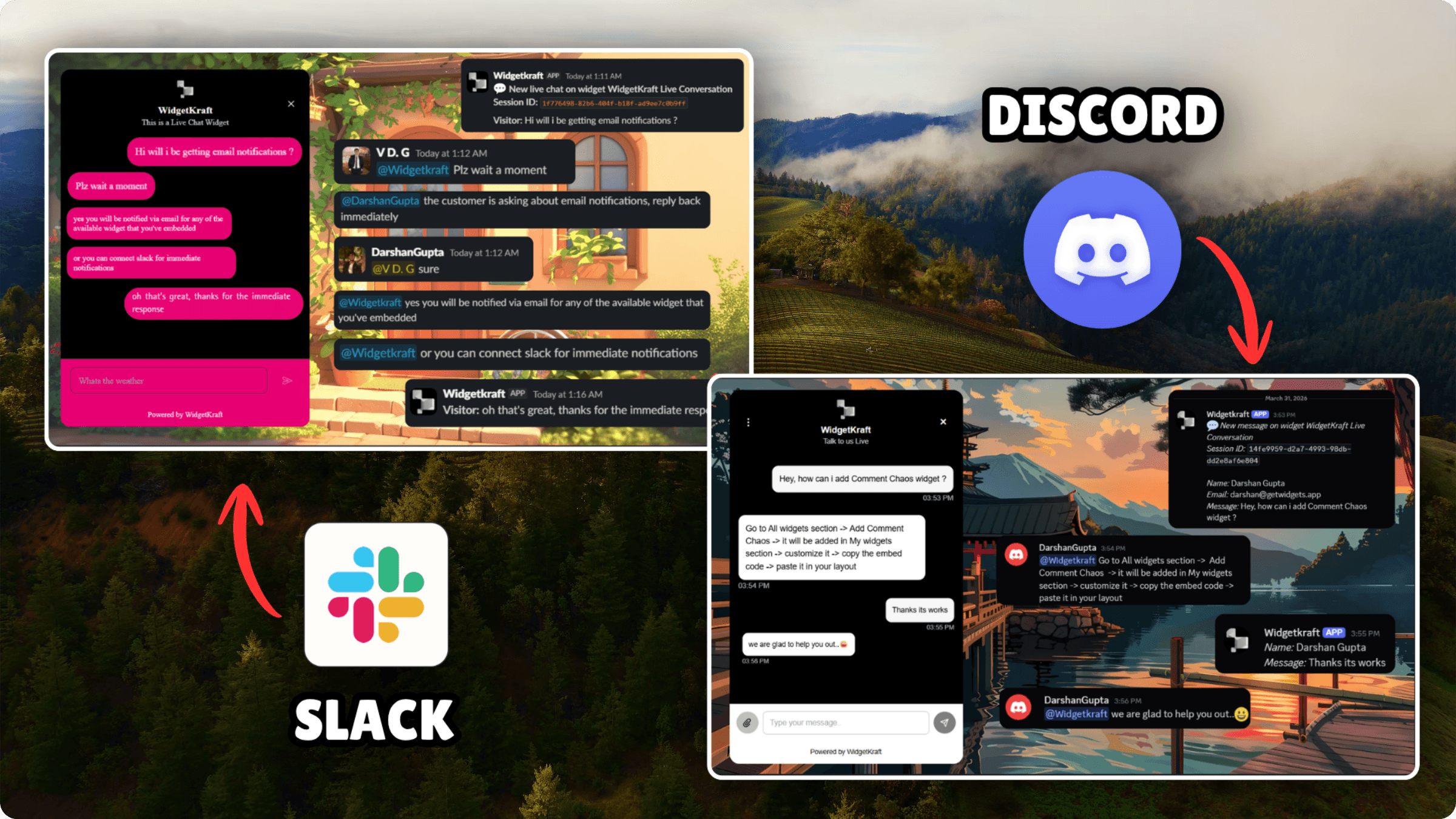 Widgetkraft real time support through Slack & Discord